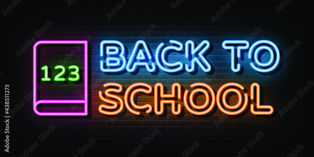 Back to school neon sign vector. neon symbol Back to school neon sign vector. neon symbol