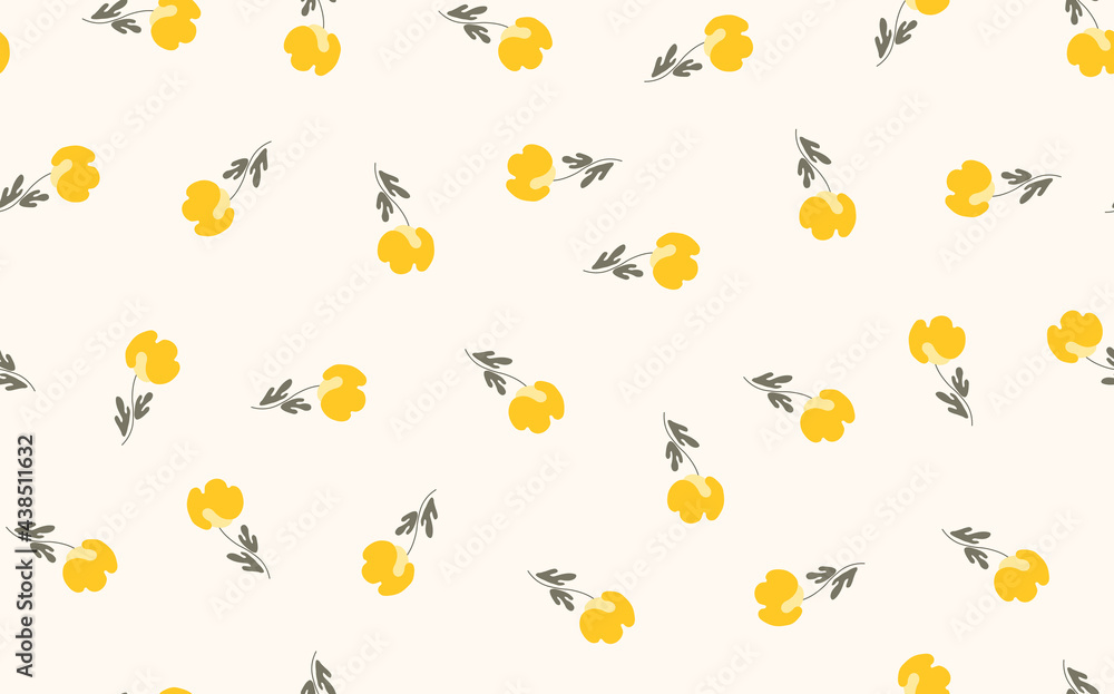 Seamless floral pattern based on traditional folk art ornaments. Colorful flowers on light background. Scandinavian style. Sweden nordic style. Vector illustration. Simple minimalistic pattern Seamless floral pattern based on traditional folk art ornaments. Colorful flowers on light background. Scandinavian style. Sweden nordic style. Vector illustration. Simple minimalistic pattern