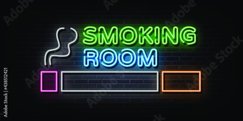 Smoking room neon sign vector. neon symbol