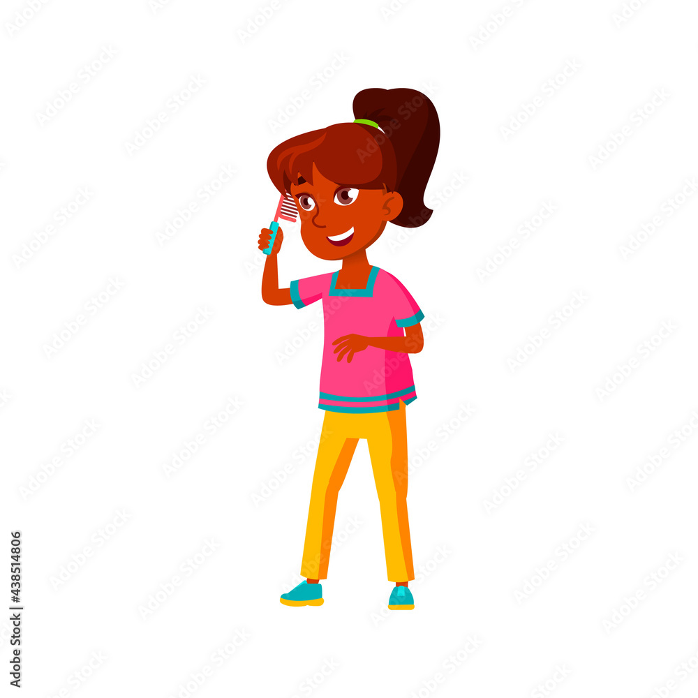 beautiful girl teen combing cartoon vector. beautiful girl teen combing character. isolated flat cartoon illustration beautiful girl teen combing cartoon vector. beautiful girl teen combing character. isolated flat cartoon illustration