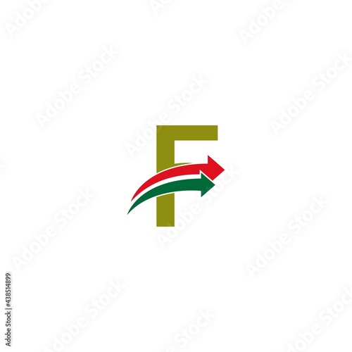 Doubel arrow in front Letter F icon logo design template illustration