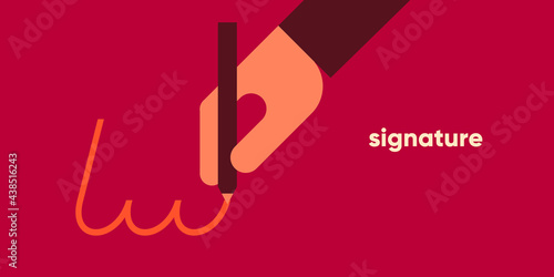 Signature. Simple vector flat illustration. Background for social media, poster, banner.