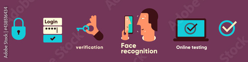 Login and authorization. Simple vector flat illustration. Background for social media, poster, banner.