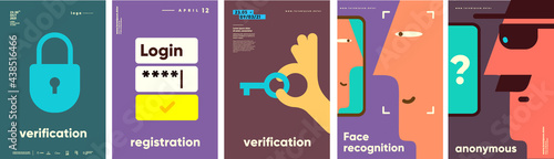 Verification. Simple vector flat illustration. Background for social media, poster, banner.