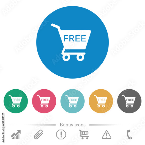 Free shopping cart flat round icons