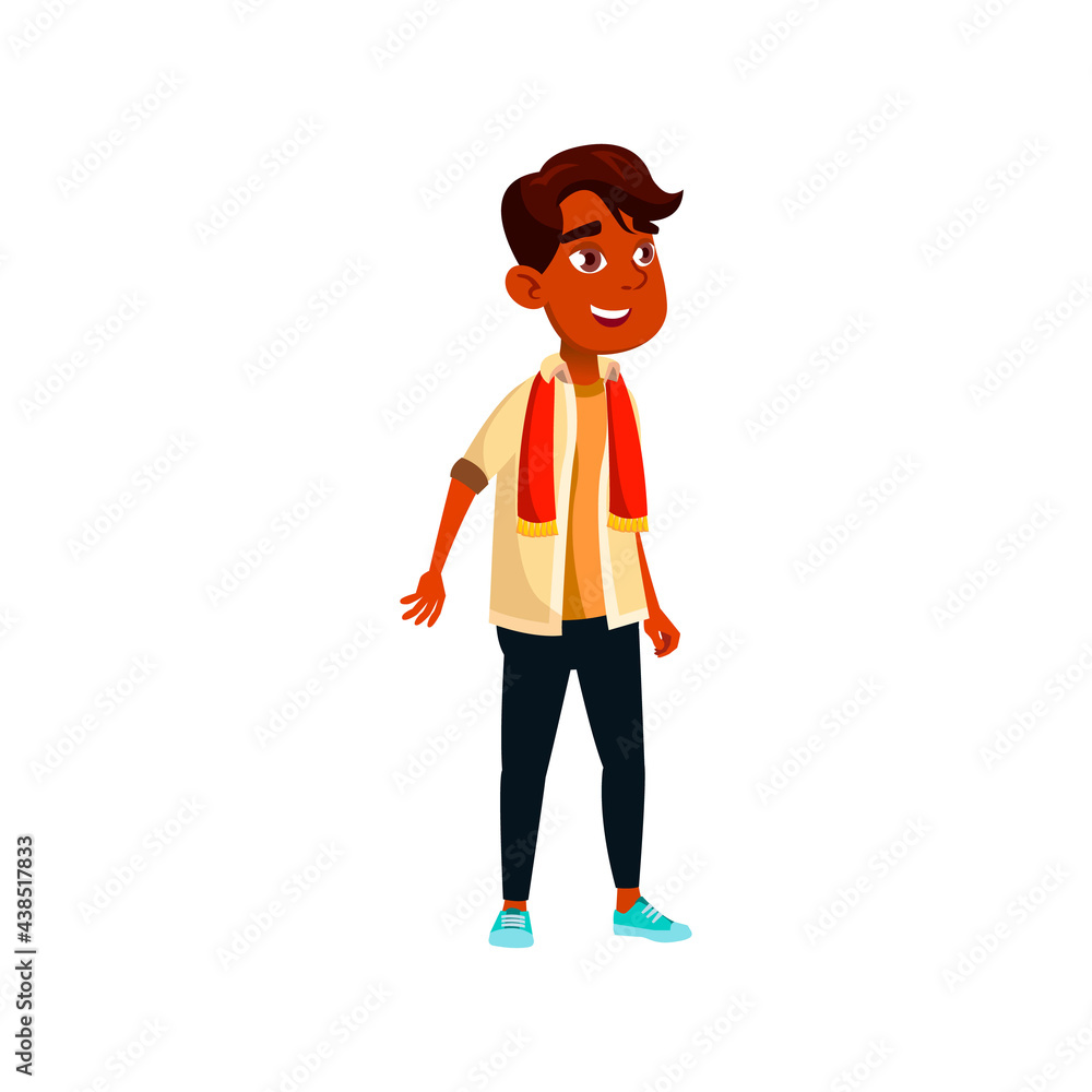 happiness asian boy teen watching sportive event cartoon vector. happiness asian boy teen watching sportive event character. isolated flat cartoon illustration