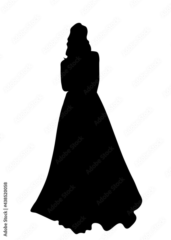 A romantic wedding, a bride in a wedding dress, silhouette graphics A romantic wedding, a bride in a wedding dress, silhouette graphics
