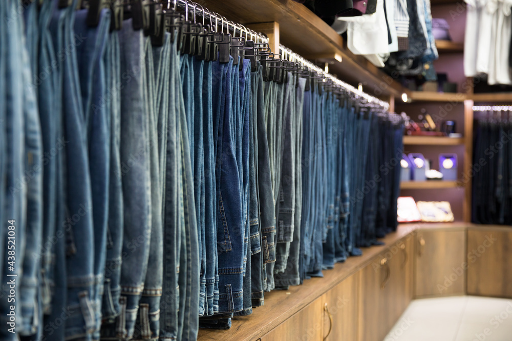 Jeans in a clothing store