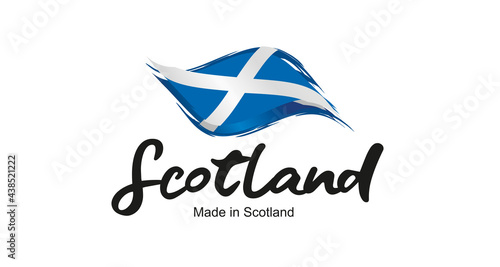 Made in Scotland handwritten flag ribbon typography lettering logo label banner