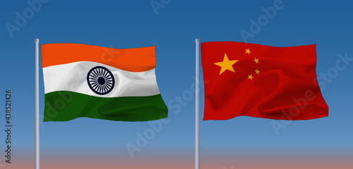 インドと中国の国旗