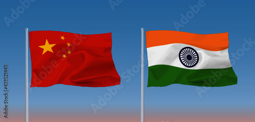 インドと中国の国旗