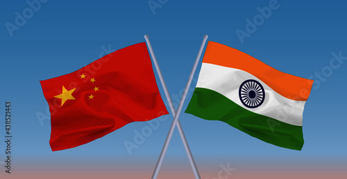 インドと中国の国旗