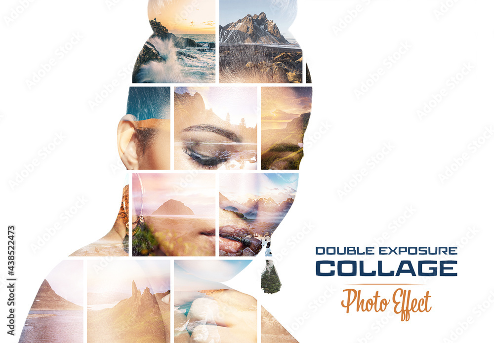 Photo Collage Double Exposure Effect Mockup Stock Template | Adobe Stock