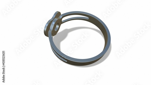 Heart shape ruby and diamond ring on white 3d-illustration 3d-rendering