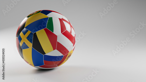 Euro Flag Football Isolated on White Background. UEFA Euro 2020 themed Match Ball.