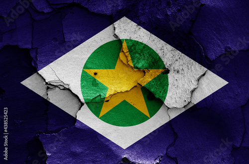 flag of Mato Grosso, Brazil painted on cracked wall