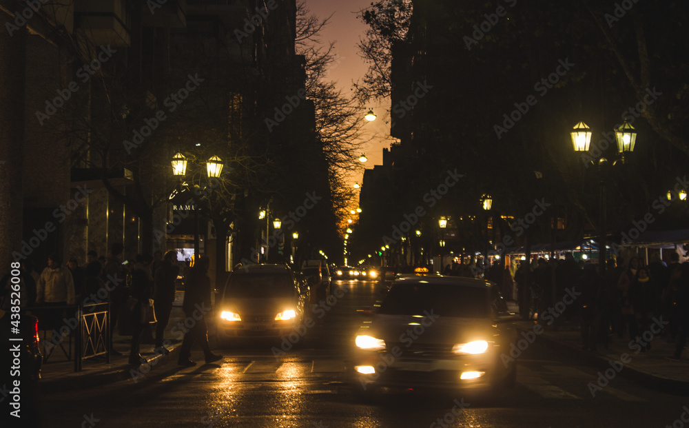 Car lights in the dark