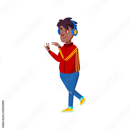 melomaniac boy listening music in earphones cartoon vector. melomaniac boy listening music in earphones character. isolated flat cartoon illustration