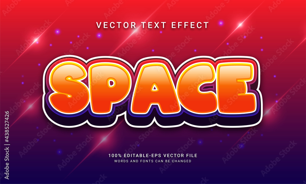 Space 3d text style effect themed life space