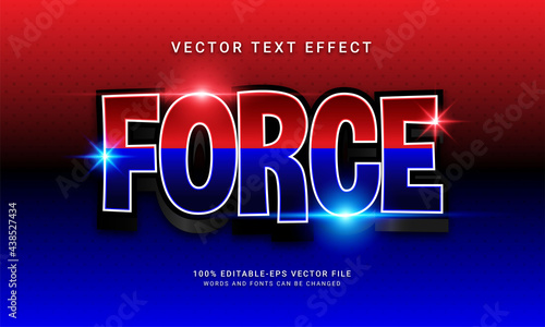 Force 3d text style effect with red and blue color
