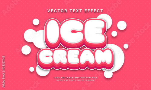 Ice cream editable text effect themed sweet food menu