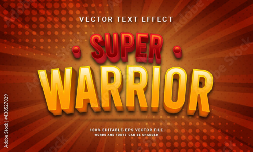Super warrior editable text effect themed super hero