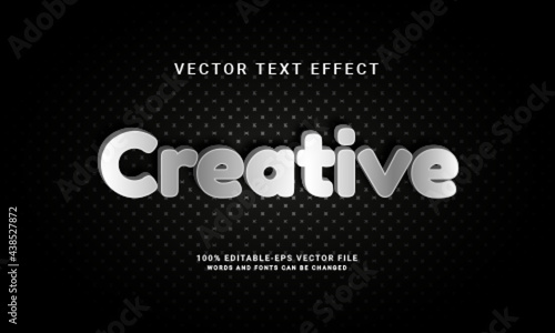 Creative editable text effect with silver color
