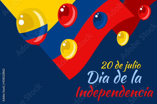 Translate: July 20, Independence day (dia de la independencia) of Colombia vector illustration. Suitable for greeting card, poster and banner. 