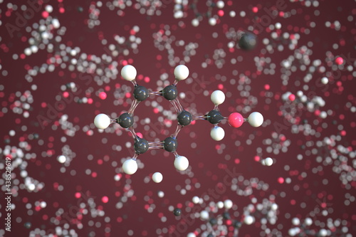 Benzyl alcohol molecule. Conceptual molecular model. Chemical 3d rendering