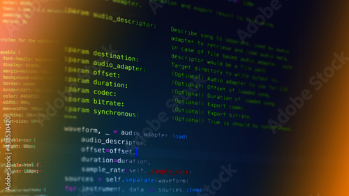 Programming code abstract technology background of software developer and Computer script