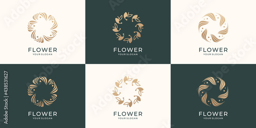collection flower rose logo template. Creative concept flower flower logo design. Premium vector
