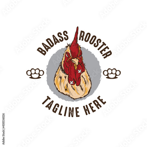 Rooster head vector illustration in baddass style, perfect for tshirt design