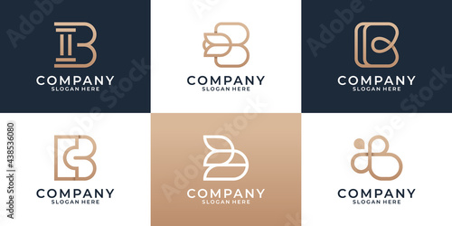 Photos Set of various b logo design template, Creative monogram initial letter for business, building, marketing, beauty and fashion