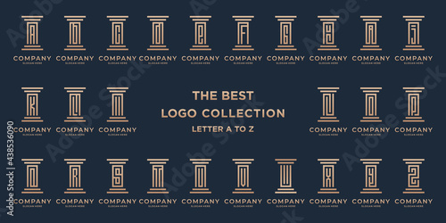 Lawyer logo icon template, monogram logotype for legal, corporate business law firm with initial letter A to Z.