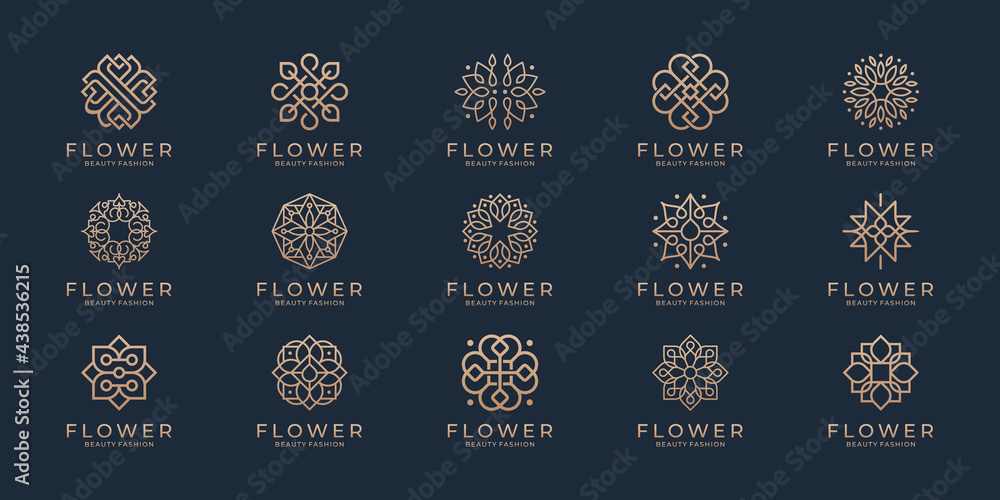 Floral ornament logo and icon set. Abstract beauty flower logo design collection. - obrazy, fototapety, plakaty 