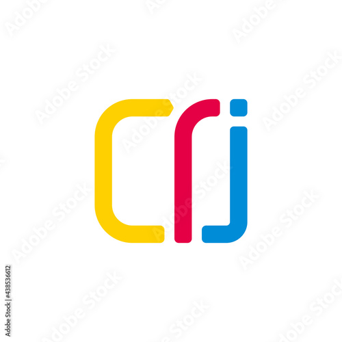 letter c r j simple geometric square colorful logo vector