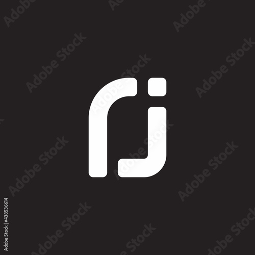 letter rj simple geometric linked circle logo vector photo