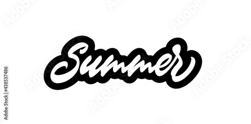 Summer hand lettering logo. Vector text for use in tee print design. Word summer handwritten calligraphic text in a modern style.