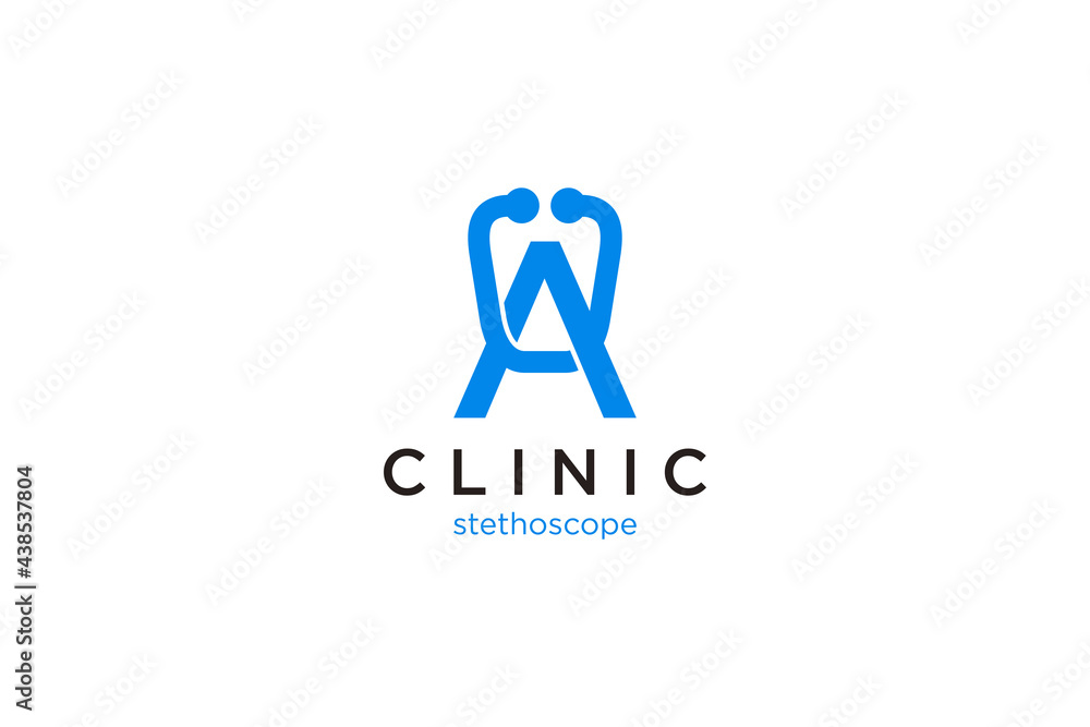 Letter A Logo with stethoscope for medical and pharmacy Letter A Logo with stethoscope for medical and pharmacy