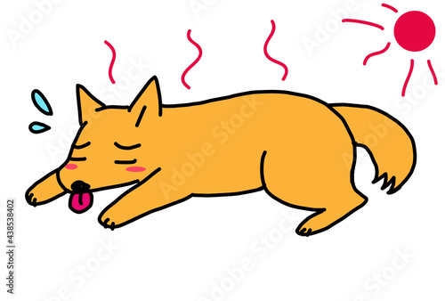暑さで熱中症になってばてている犬のイラスト