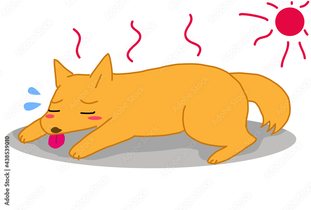 夏バテしている犬のイラスト Stock Vector Adobe Stock
