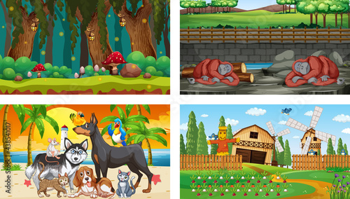 Four different nature horizontal scene