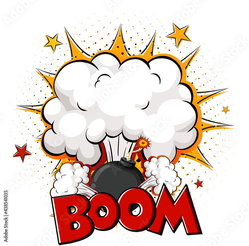 Blank boom comic speech bubble on white background