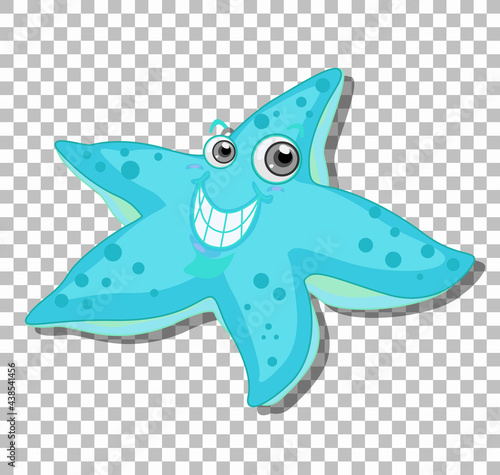 Smiling starfish cartoon character isolated on transparent background