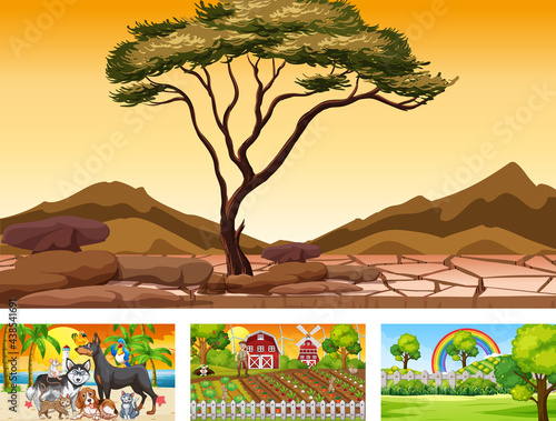 Four different nature horizontal scene