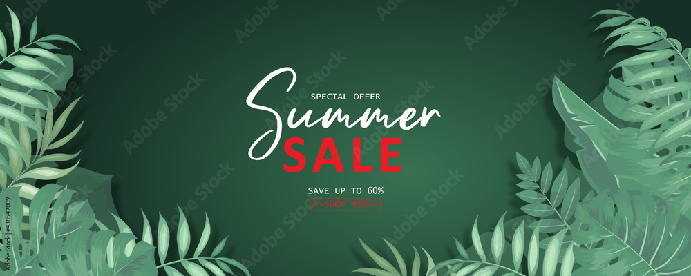Elegant summer sale banner design with editable text
