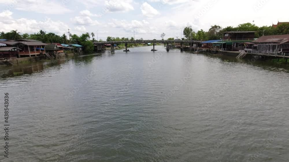 View from a pedestrian bridge over the Mae Klong river in Thailand View from a pedestrian bridge over the Mae Klong river in Thailand