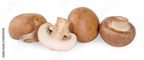 Fresh champignon mushrooms isolated on white background