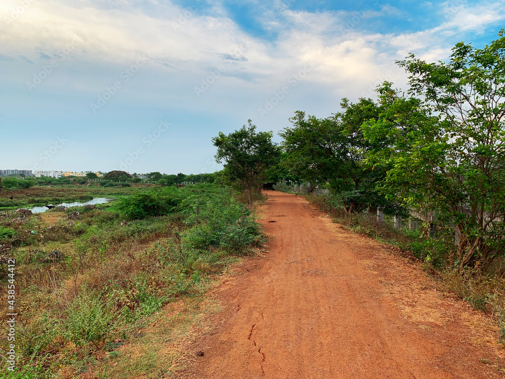 River View Mud Road and beautiful sky in Chennai