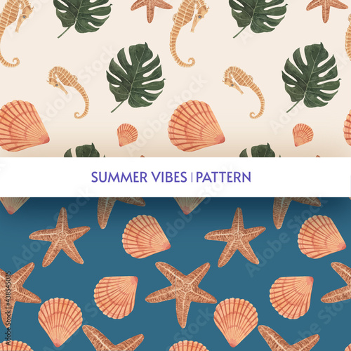 Pattern seamless with summer vibes concept,watercolor style